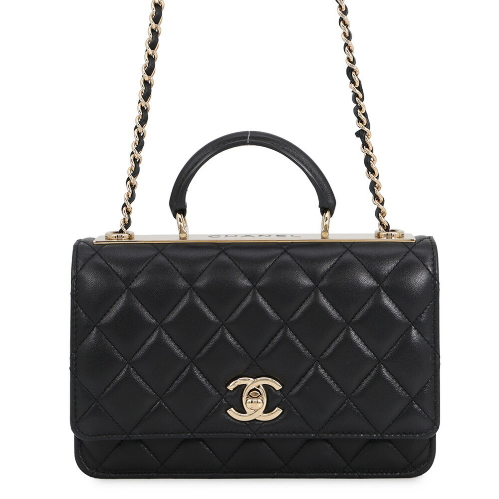 Chanel Chain Wallet Trendy CC Matelassé Coco Mark Lambskin AP4184 CHANEL Blac...
